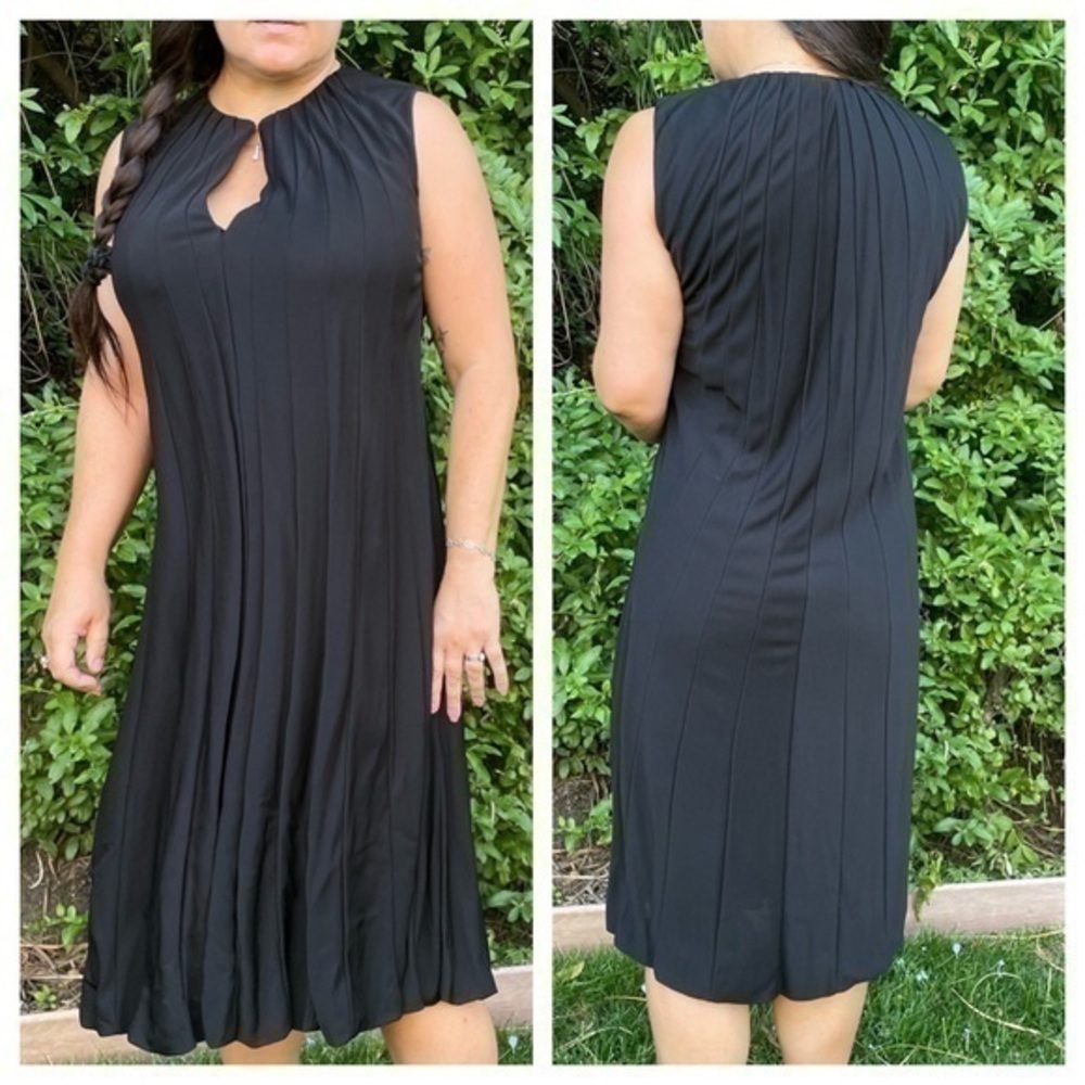 Auth Gucci Womens Scoop Neck Grecian Pleated Maxi Dress Black Size 46